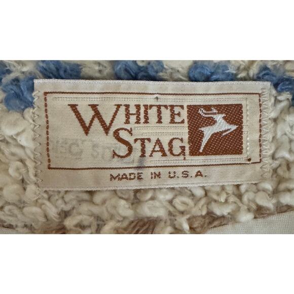 Vintage White Stag Bouclé Jacket Women’s Medium Made in USA Striped Retro Lined - Picture 2 of 12